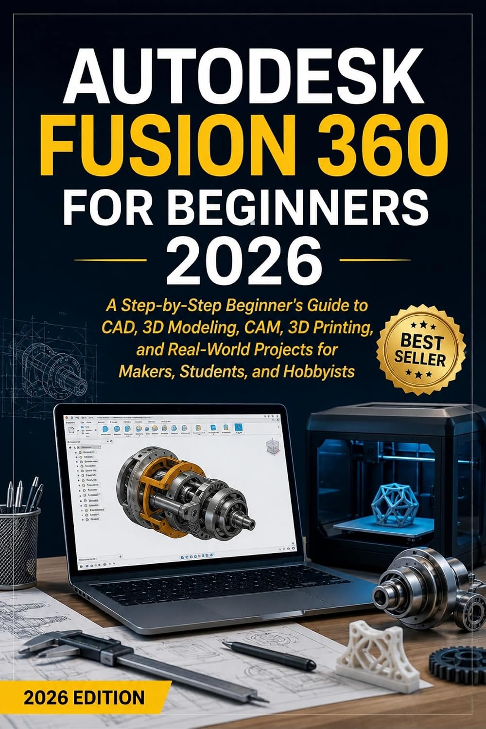 ler totalmente Autodesk Fusion 360 for Beginners 2026: A Step-by-Step Beginner's Guide to CAD, 3D Modeling, CAM, 3D Printing, and Real-World Projects for Makers, Students, and Hobbyists (English Edition)