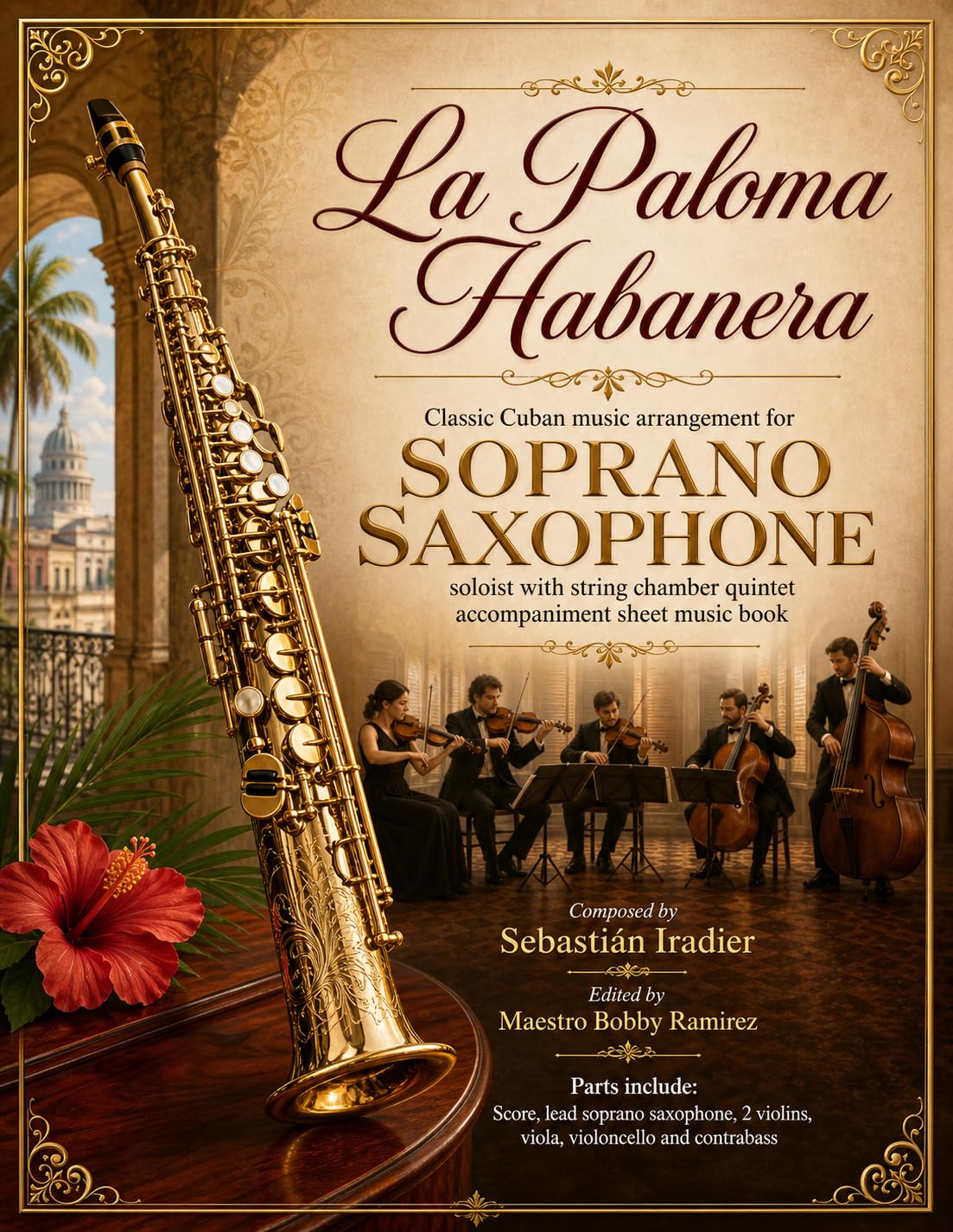 ler totalmente La Paloma Habanera - Classic Cuban music arrangement for Soprano Saxophone Soloist: with string chamber quintet accompaniment sheet music book (English Edition)