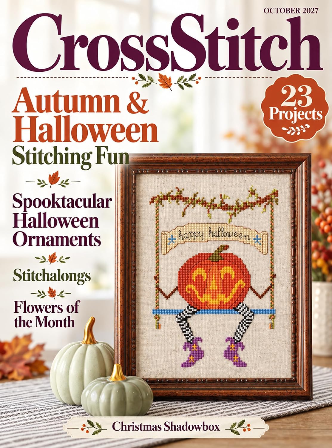 ler totalmente CrossStitch October 2027: 23 Projects, Autumn & Halloween Stitching Fun, Spooktacular Halloween Ornaments, Stitchalongs, Flowers of the Month & Christmas Shadowbox (English Edition)