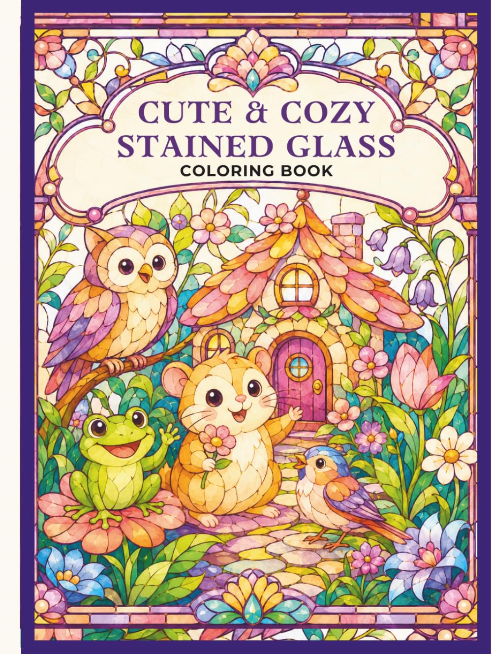 Cute & Cozy Stained Glass Coloring Book: 50 Joyful Window Designs Featuring Adorable Animals, Enchanted Gardens, Cozy Homes, and Magical Scenes for Adults and Teens baixar o livro de graça