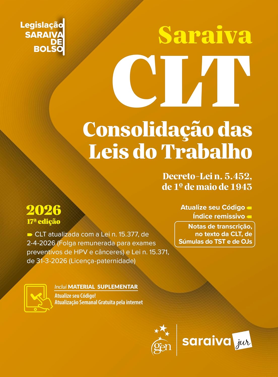 capítulo por capítulo baixar Clt - Legislação Saraiva de Bolso - 17ª Edição 2026