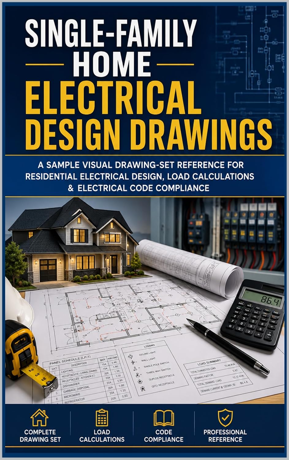 ler totalmente SINGLE-FAMILY HOME ELECTRICAL DESIGN DRAWINGS: A SAMPLE VISUAL DRAWING-SET REFERENCE FOR RESIDENTIAL ELECTRICAL DESIGN, LOAD CALCULATIONS & ELECTRICAL CODE COMPLIANCE (English Edition)