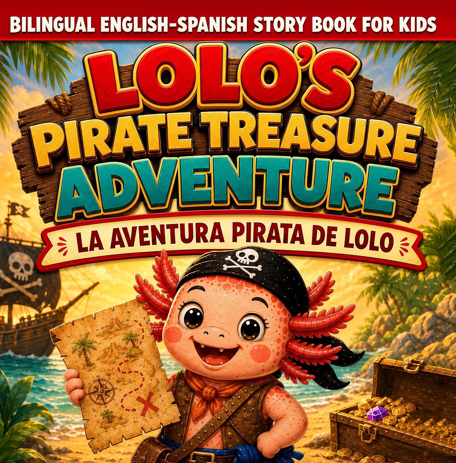 Bilingual English-Spanish Story Book for Kids: Lolo’s Pirate Treasure Adventure / La Aventura Pirata de Lolo: Funny Illustrated Animal Picture & Bedtime ... Bilingual Adventures 7) (English Edition)