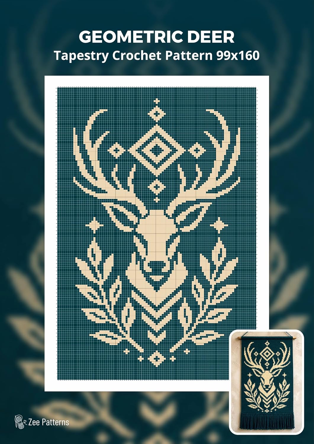 Geometric Deer Tapestry Crochet Pattern 99x160 Stitches: A Botanical Stag Colorwork Design for Handmade Wall Decor and Nature Inspired Crochet Projects (English Edition) baixar livro de graça
