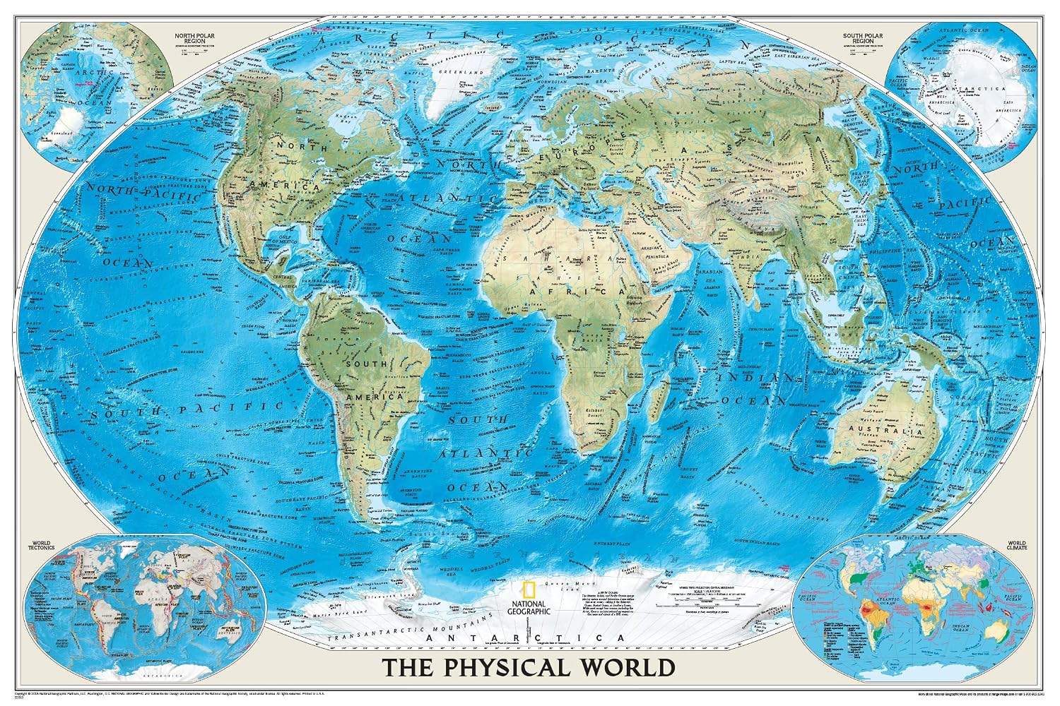 National Geographic World Physical Wall Map (45.75 X 30.5 In): Reference Maps
