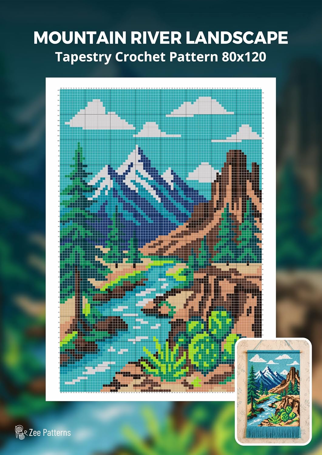 Mountain River Landscape Tapestry Crochet Pattern 80x120 Stitches: A Scenic Crochet Wall Art Pattern Featuring Snowy Peaks, a Forest Trail, Flowing Waters,... Rustic Woodland Details (English Edition) baixar livro de graça