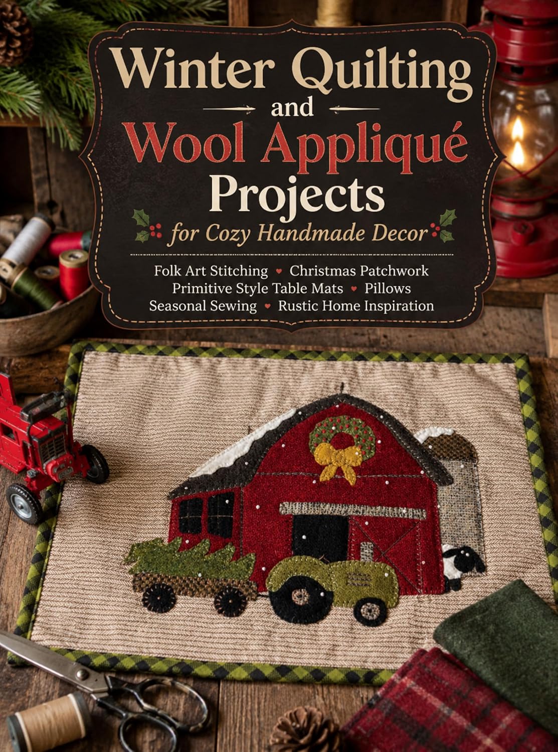 ler totalmente Winter Quilting and Wool Appliqué Projects for Cozy Handmade Decor: Folk Art Stitching Christmas Patchwork Primitive Style Table Mats Pillows Seasonal... Rustic Home Inspiration (English Edition)