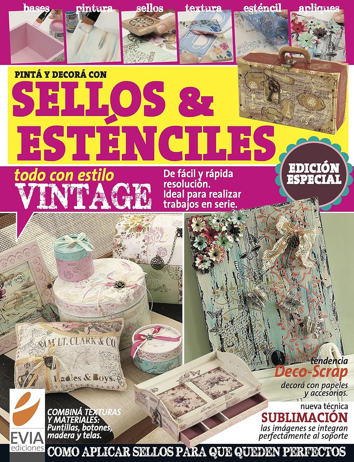 Sellos & esténciles: Todo con estilo vintage. De fácil y rápida resolución, ideal para realizar trabajos en serie (PINTURA, APLICADA A LA DECORACION Y EL OBJETO ARTISTICO nº 8) (Spanish Edition) baixar livro de graça