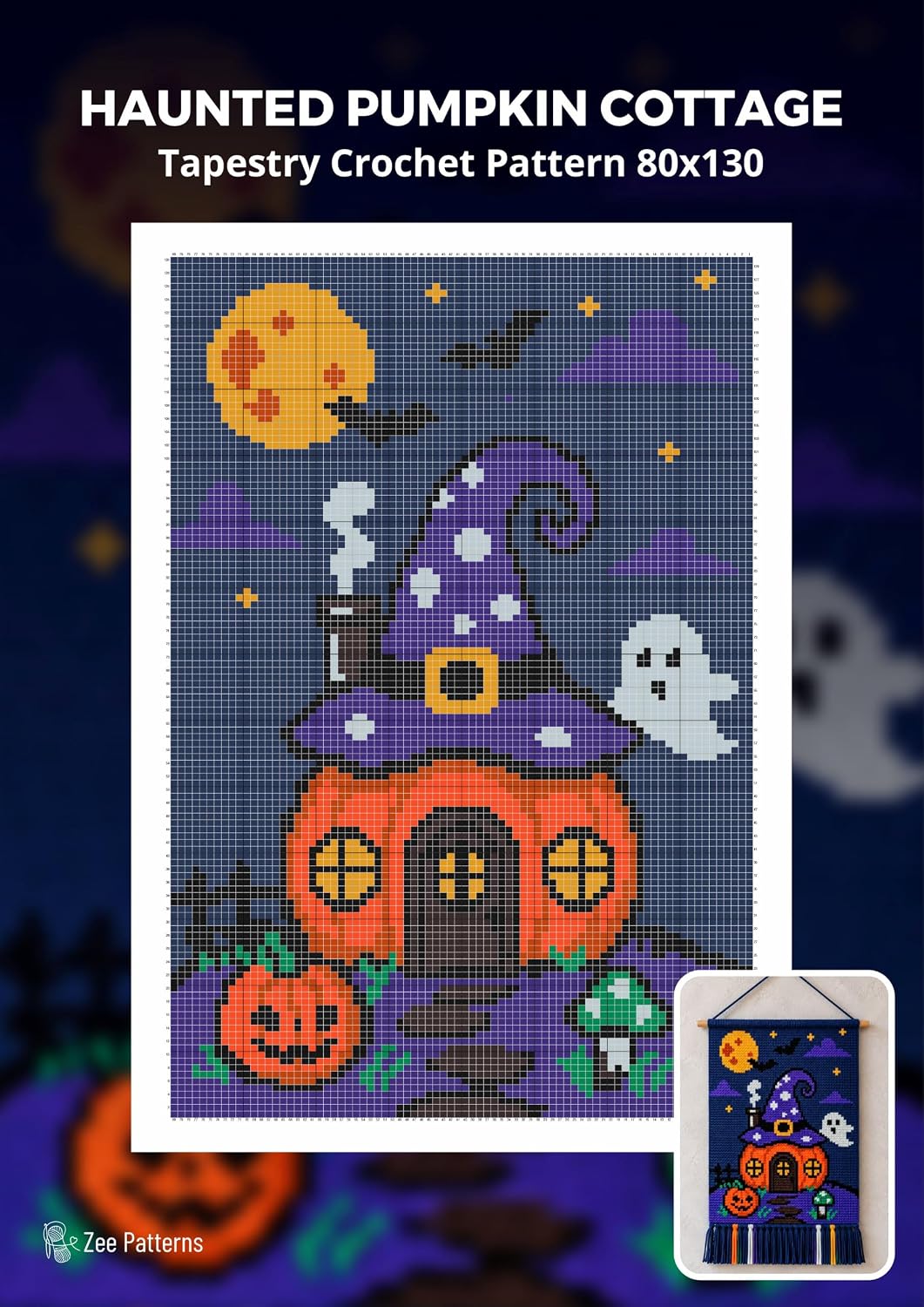Haunted Pumpkin Cottage Tapestry Crochet Pattern 80x130 Stitches: A Whimsical Haunted Cottage Scene with Pumpkins, Ghosts, Bats and Witchy Details (English Edition) baixar livro de graça