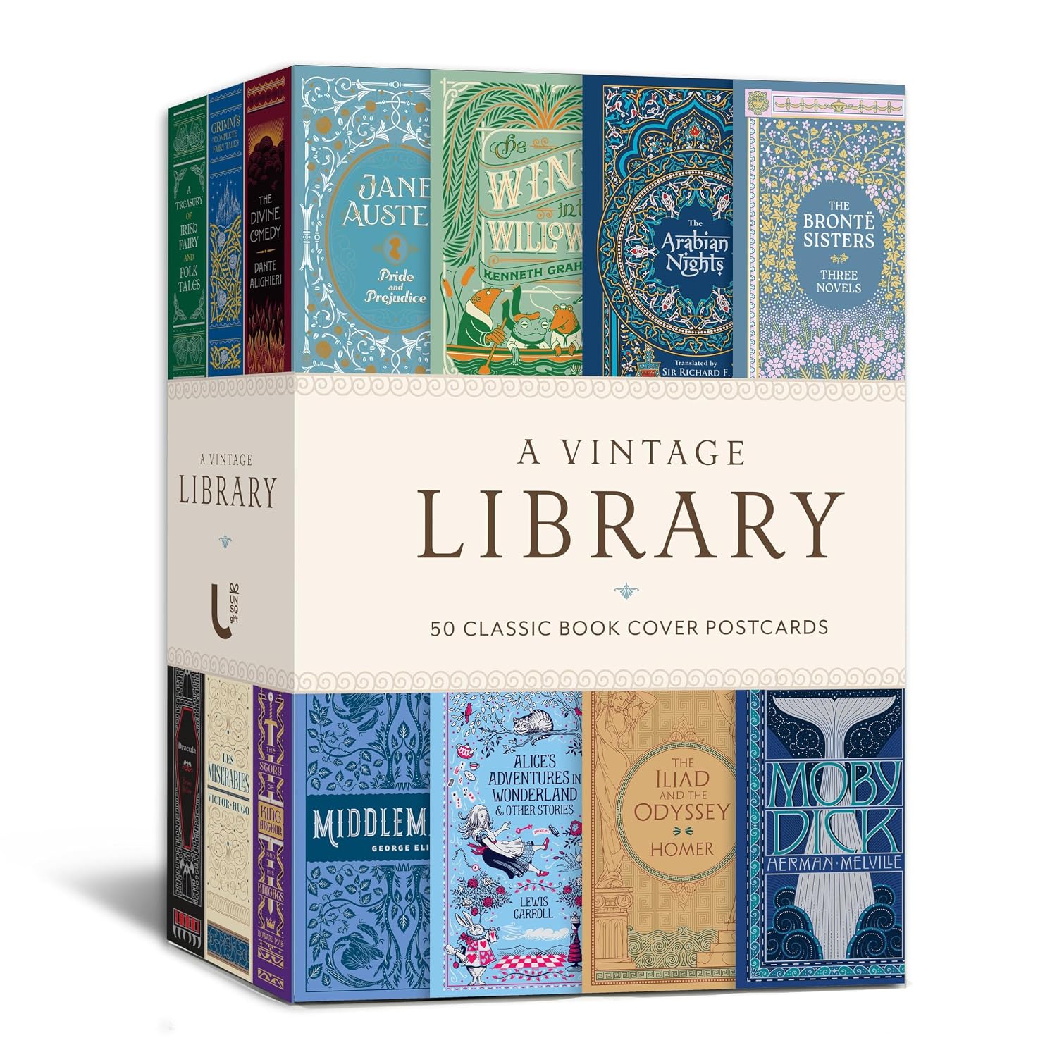 ler totalmente A Vintage Library: 50 Classic Book Cover Postcards