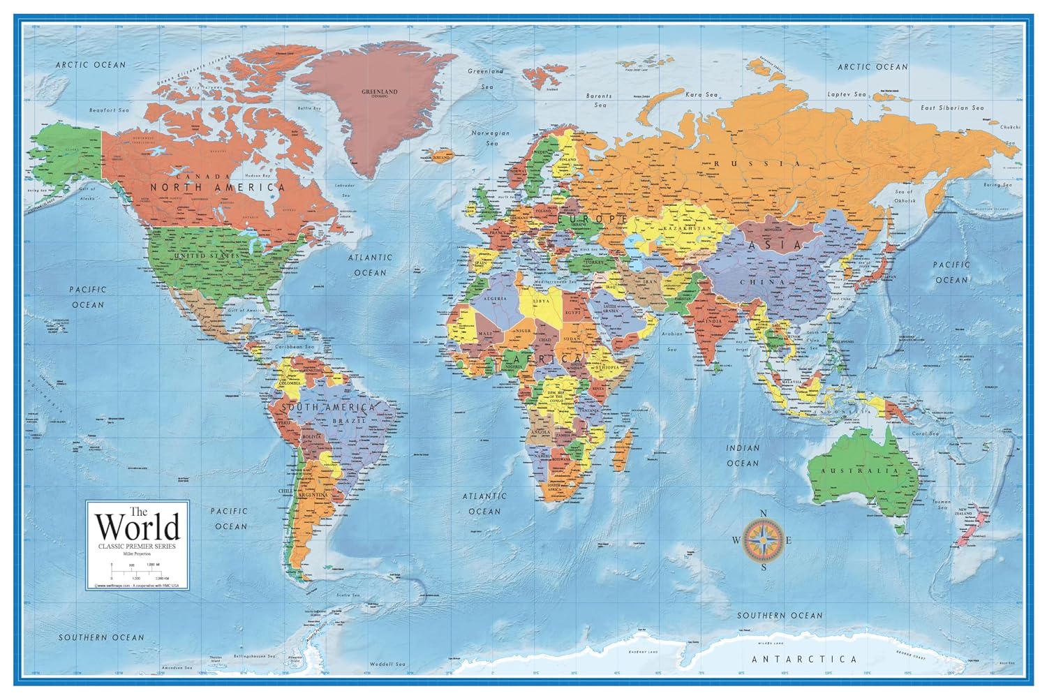 Swiftmaps Pôster para mural de parede com mapa-múndi clássico