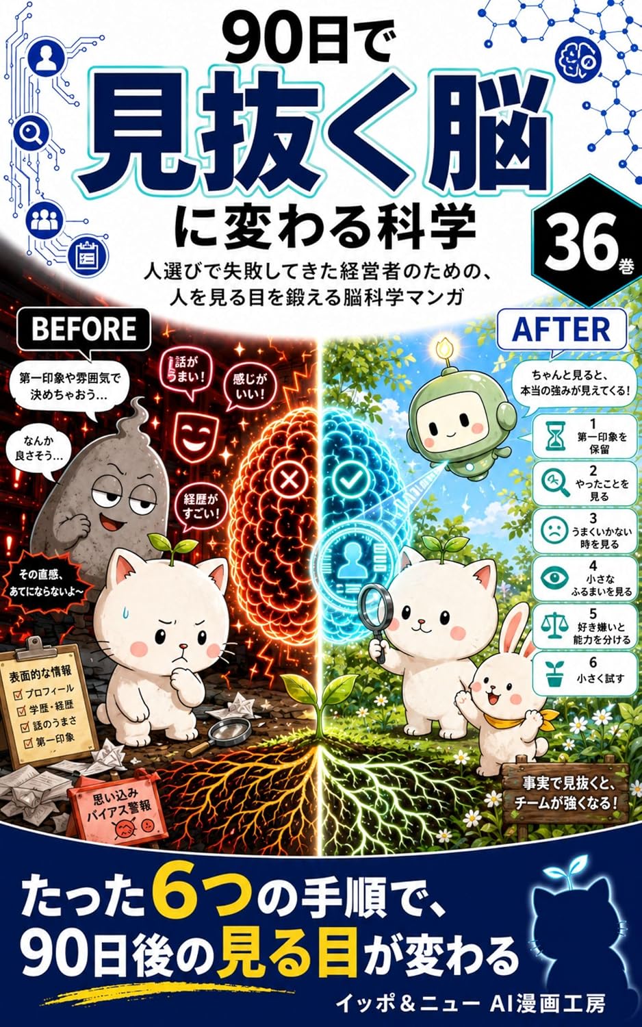ler totalmente Kyuujuunichi de Minuku Nou ni Kawaru Kagaku: Hito Erabi de Shippai Shitekita Keieisha no Tame no Hito o Miru Me o Kitaeru Nou Kagaku Manga (Ippo Ando Nyuu AI Manga Koubou) (Japanese Edition)