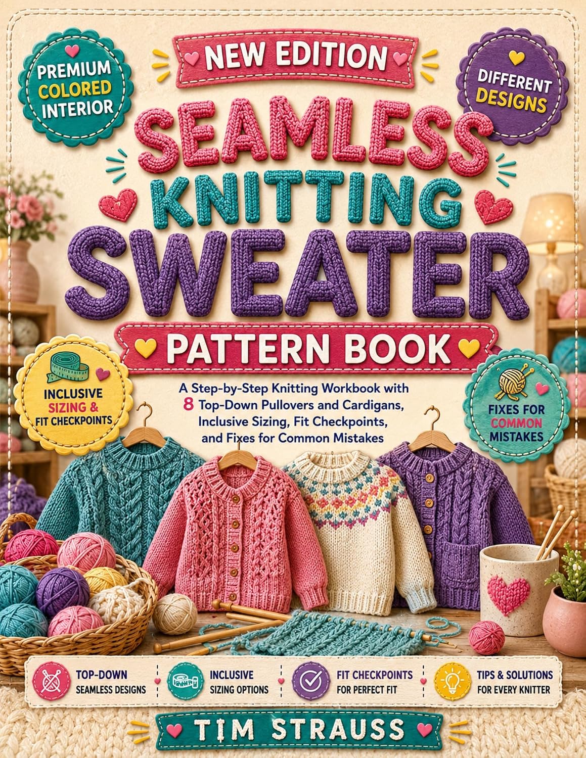 capítulo por capítulo baixar SEAMLESS KNITTING SWEATER PATTERN BOOK: A Step-by-Step Knitting Workbook with 8 Top-Down Pullovers and Cardigans, Inclusive Sizing, Fit Checkpoints, and Fixes for Common Mistakes (English Edition)