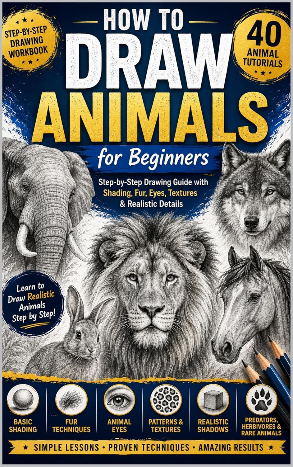 How to Draw Animals for Beginners: A Complete Step-by-Step Animal Drawing – 40 Easy Tutorials with Shading, Fur & Realistic Details (How to Draw Step by Step) (English Edition) baixar o livro de graça