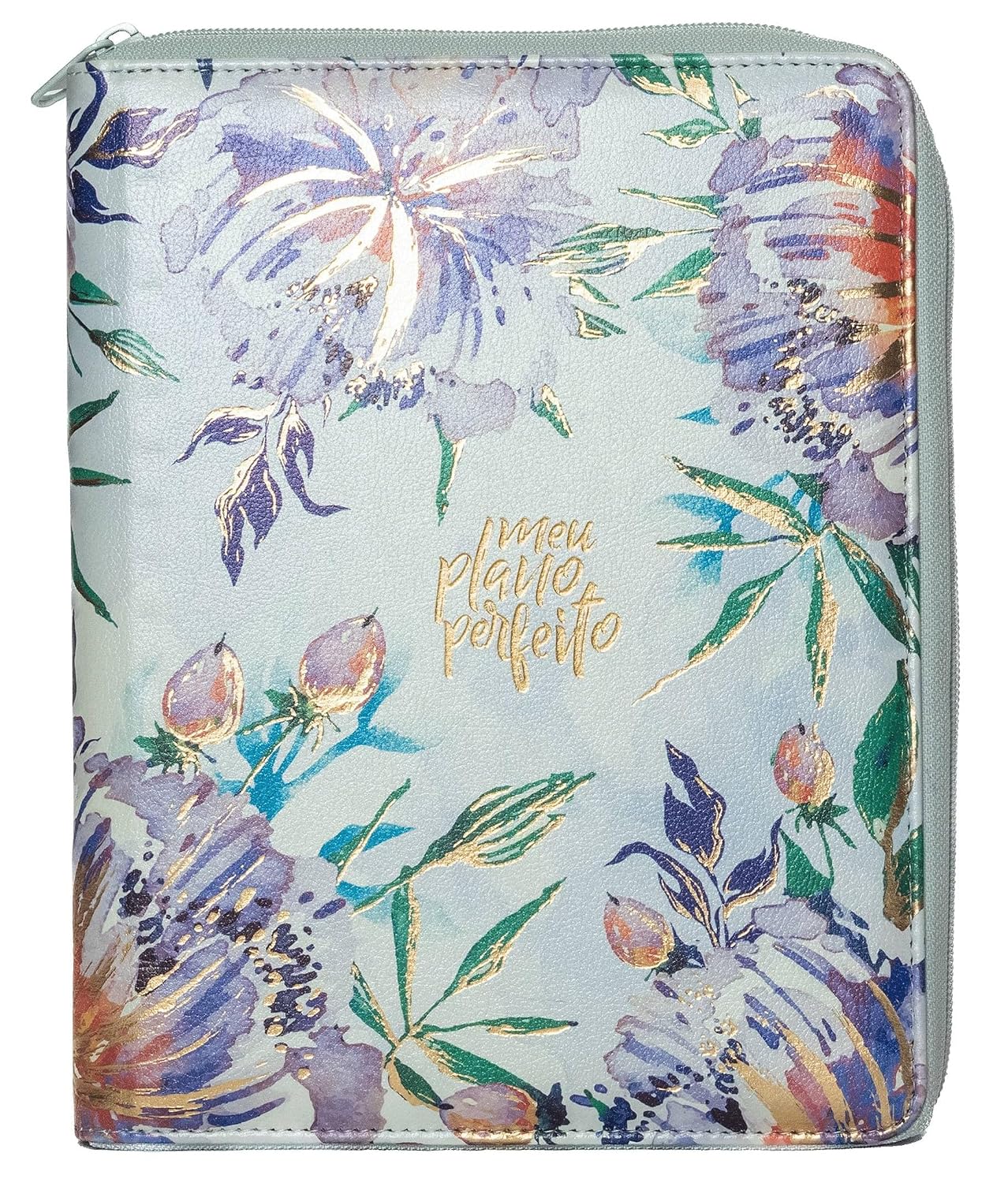 ler totalmente Meu plano perfeito, planner sem data com sobrecapa luxo de zíper, capa Aquarela | Planner 2026