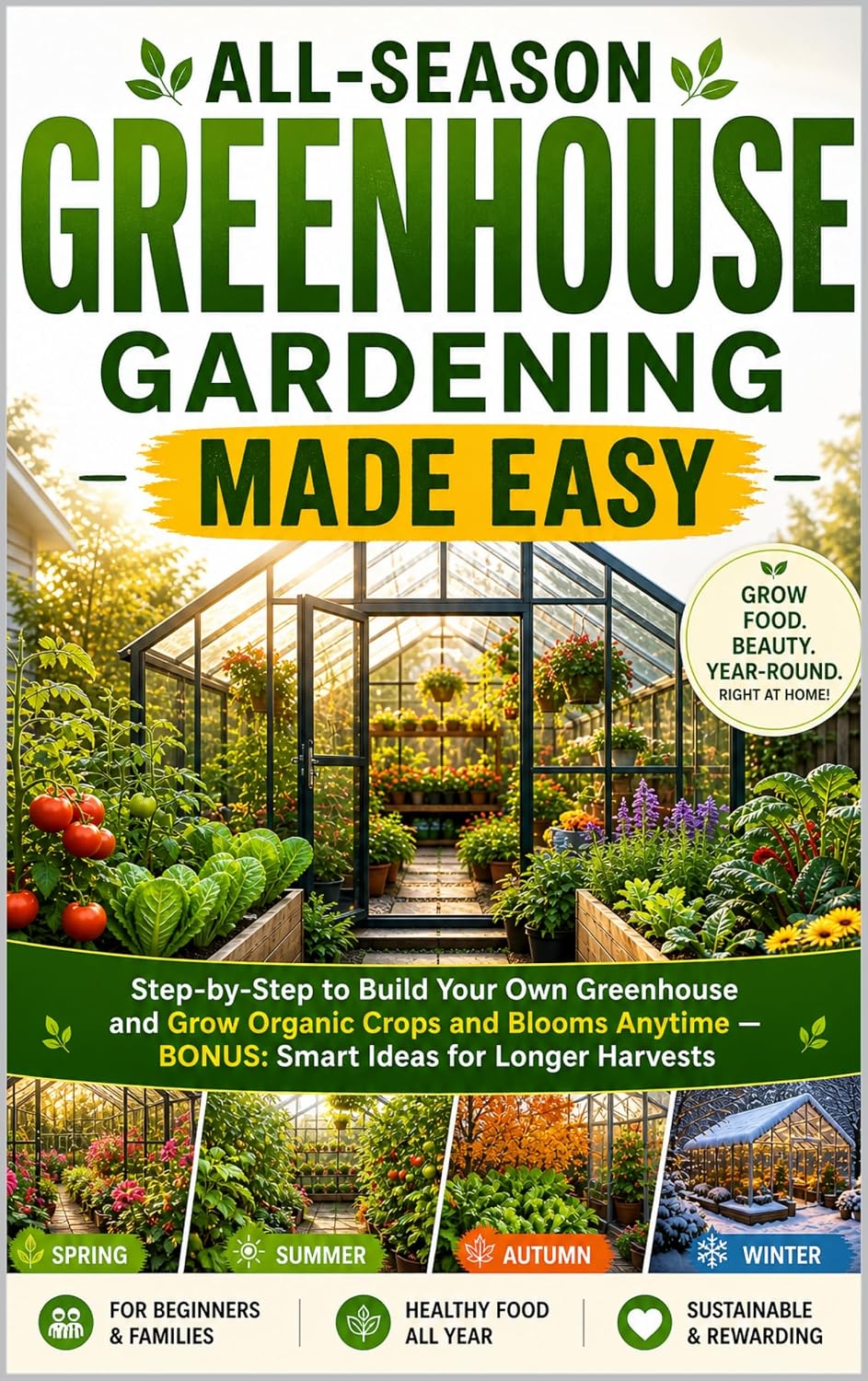 ler totalmente ALL-SEASON GREENHOUSE GARDENING MADE EASY: Step-by-Step to Build Your Own Greenhouse and Grow Organic Crops and Blooms Anytime — BONUS: Smart Ideas for Longer Harvests (English Edition)