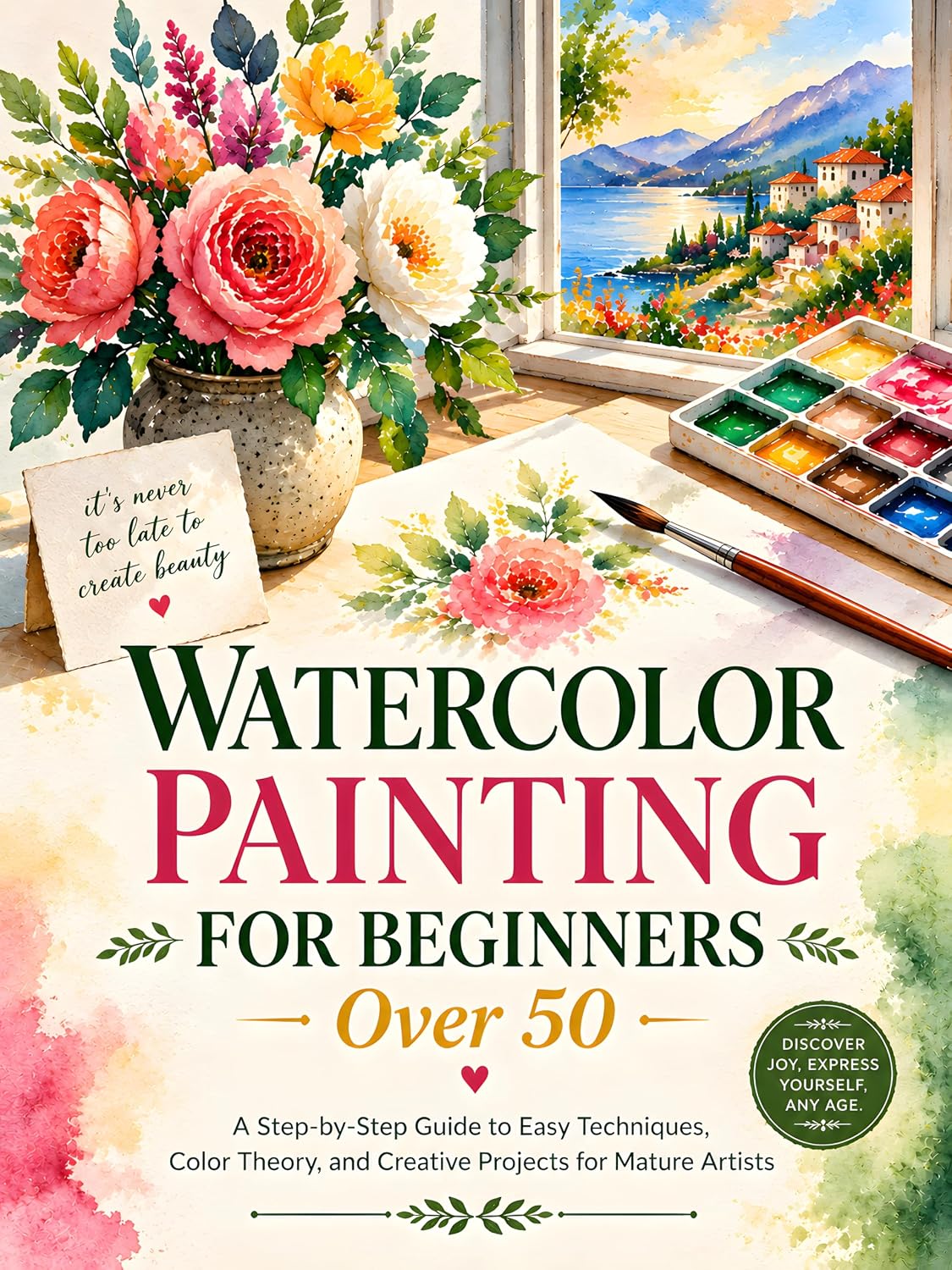 ler totalmente Watercolor Painting for Beginners Over 50: A Step-by-Step Guide to Easy Techniques, Color Theory, and Creative Projects for Mature Artists (English Edition)