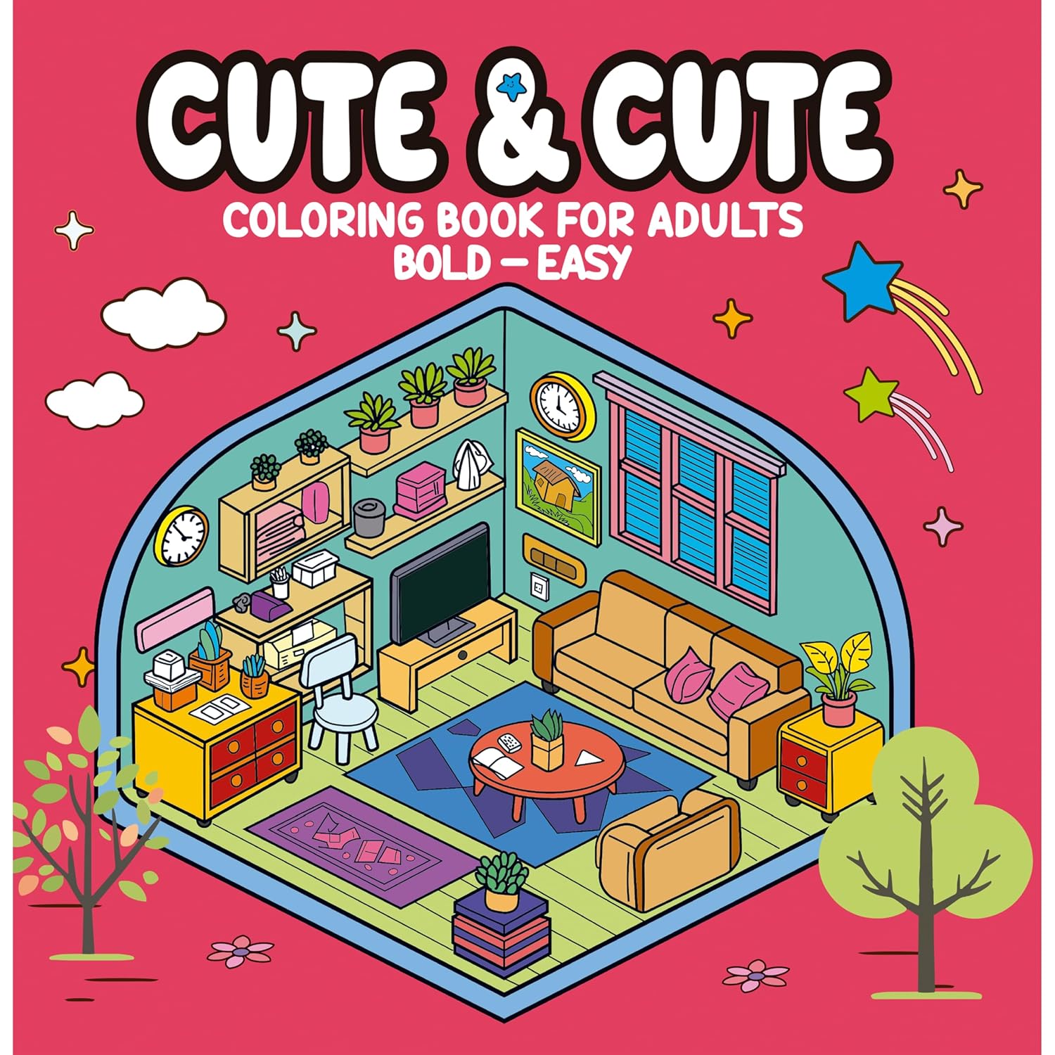 Cute & Cute Coloring Book for Adults - Bold Easy - Livro de Colorir Adulto