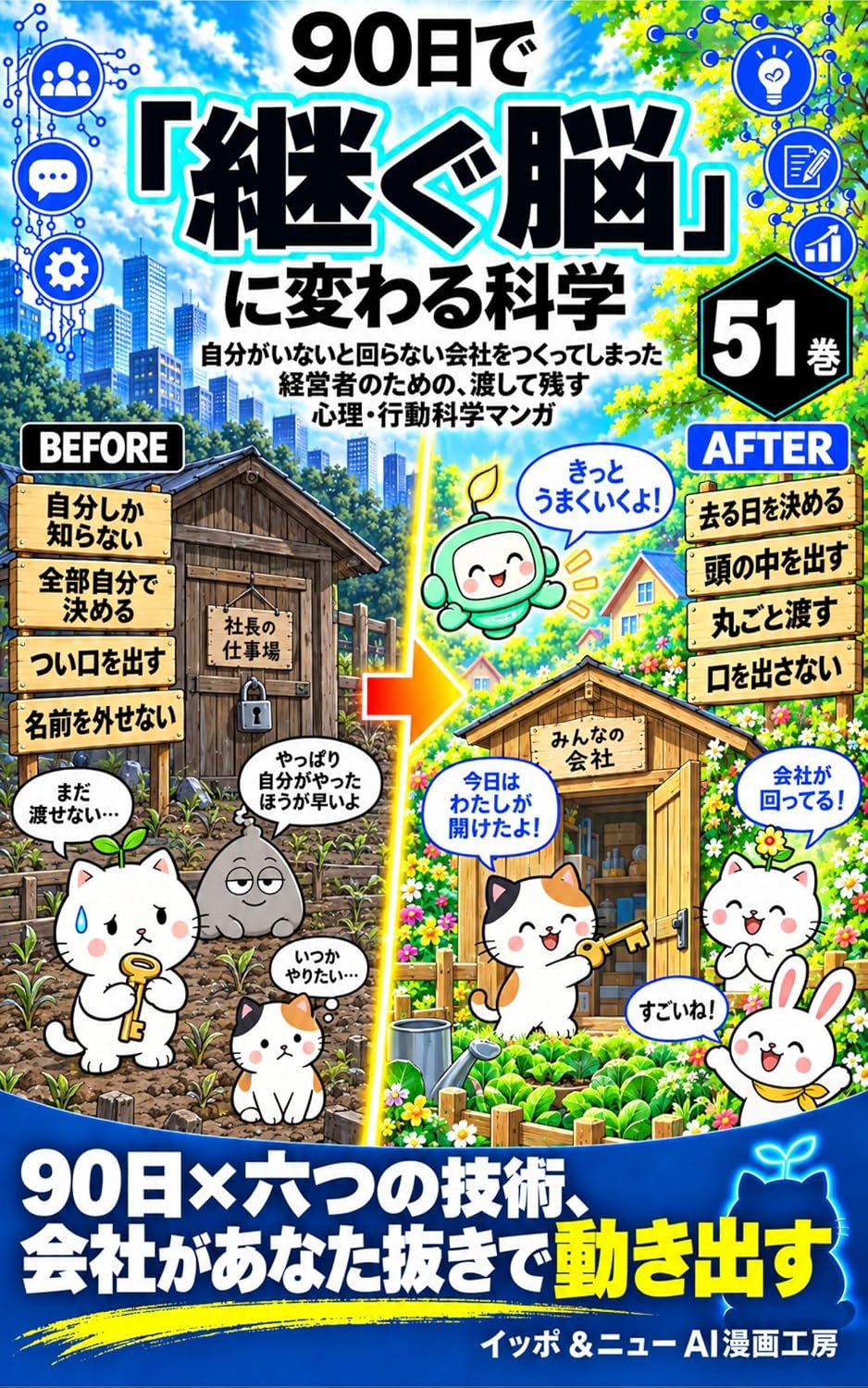 90 Nichi de Tsugunou ni Kawaru Kagaku: Jibun ga Inai to Mawaranai Kaisha o Tsukutte Shimatta Keieisha no Tame no Watashite Nokosu Shinri Koudou Kagaku... Ando New AI Manga Koubou) (Japanese Edition) baixar livro de graça