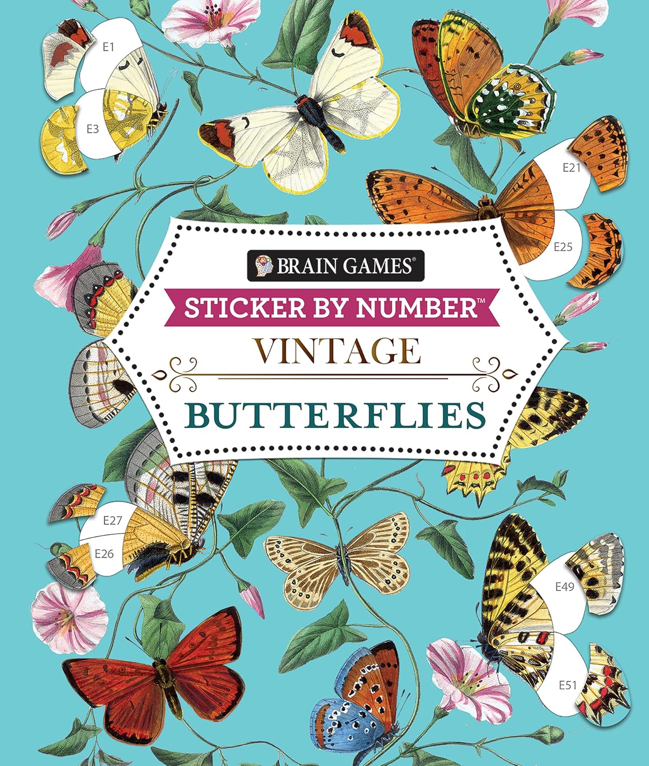 Brain Games - Sticker by Number - Vintage: Butterflies (28 Images to Sticker) baixar o livro de graça