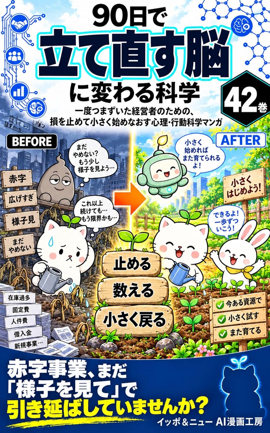 ler totalmente 90 Nichi de Tatenaosu Nou ni Kawaru Kagaku: Ichido Tsumazuita Keieisha no Tame no Son o Tomete Chiisaku Hajimenaosu Shinri Koudou Kagaku Manga (Ippo and New AI Manga Koubou) (Japanese Edition)