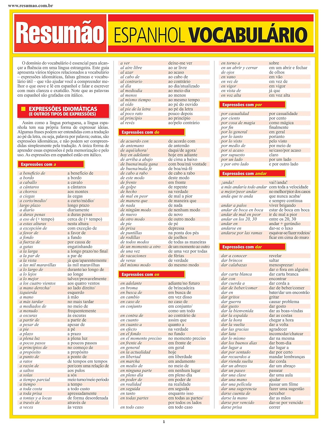 Espanhol vocabulário baixar livro de graça